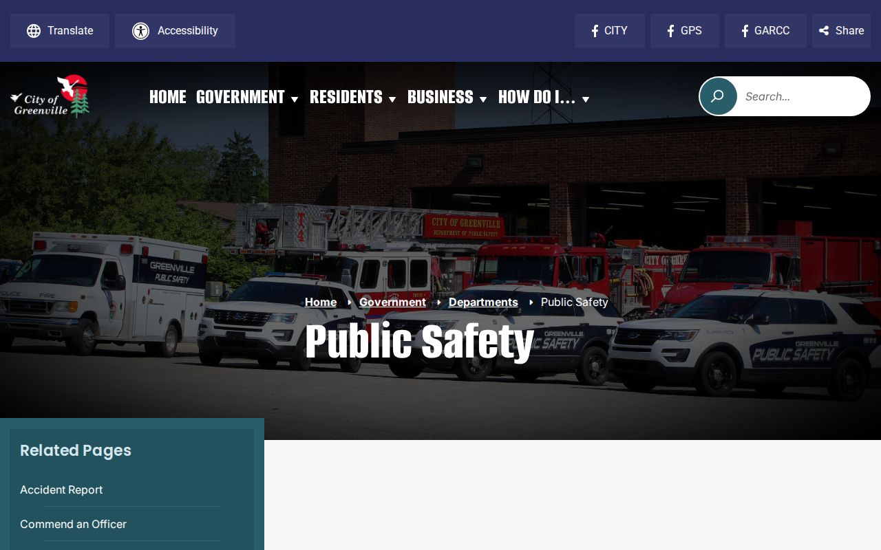 Greenville Public Safety arrest-record and public-safety information page