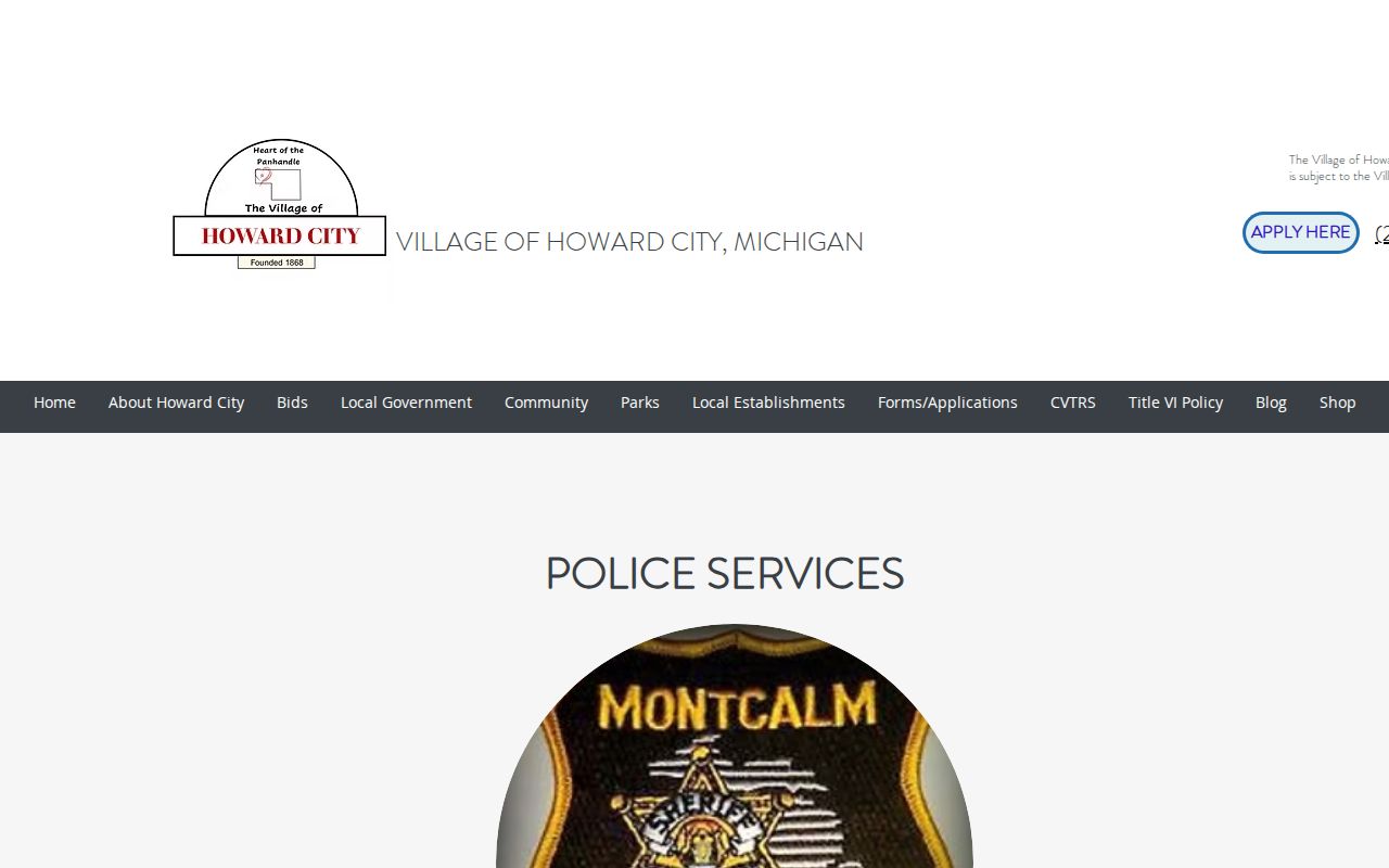 Howard City Sheriff merger and booking-record information page